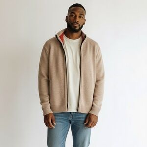 YeoKou Men's Beige Cardigan Sweater
